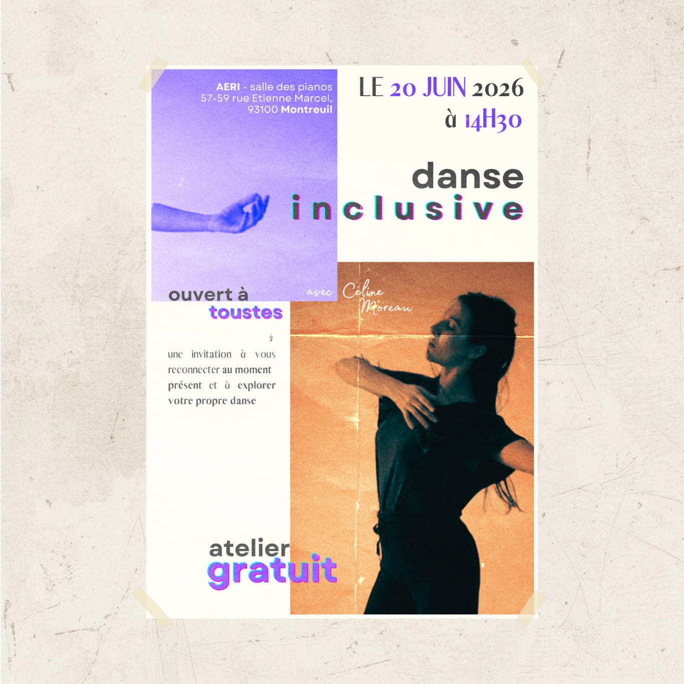 affiche graphique d'un atelier de danse inclusive